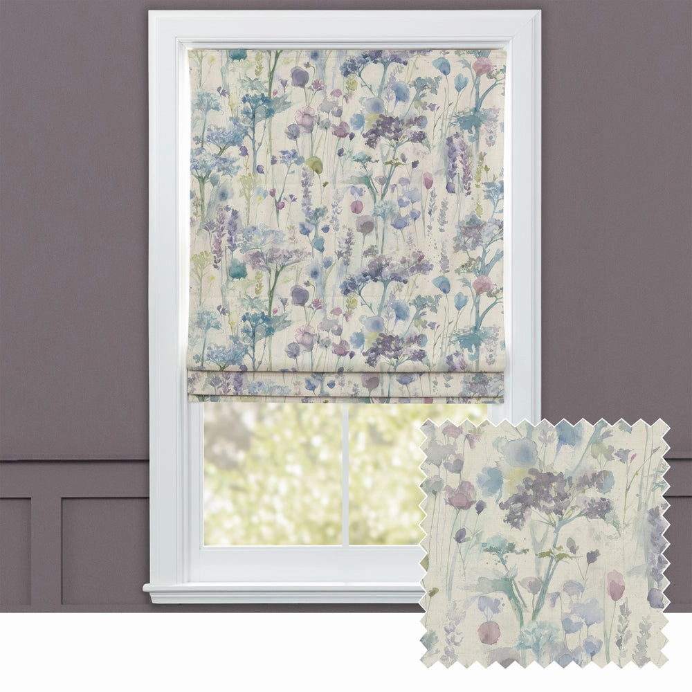 Ilinizas Printed Cotton Made to Measure Roman Blinds Violet Naturalbedding sets ,throw blankets 