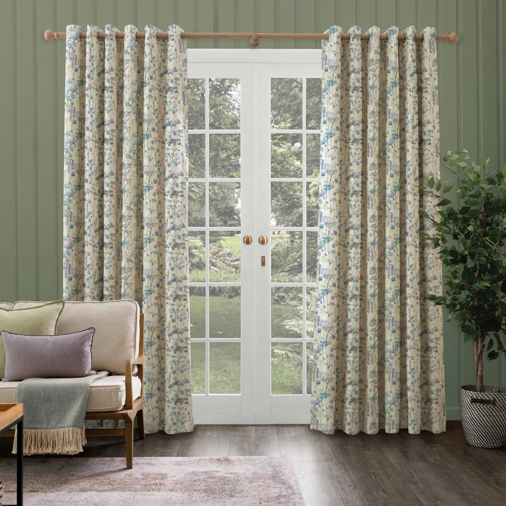 Ilinizas Printed Made to Measure Curtains Violet Natural
