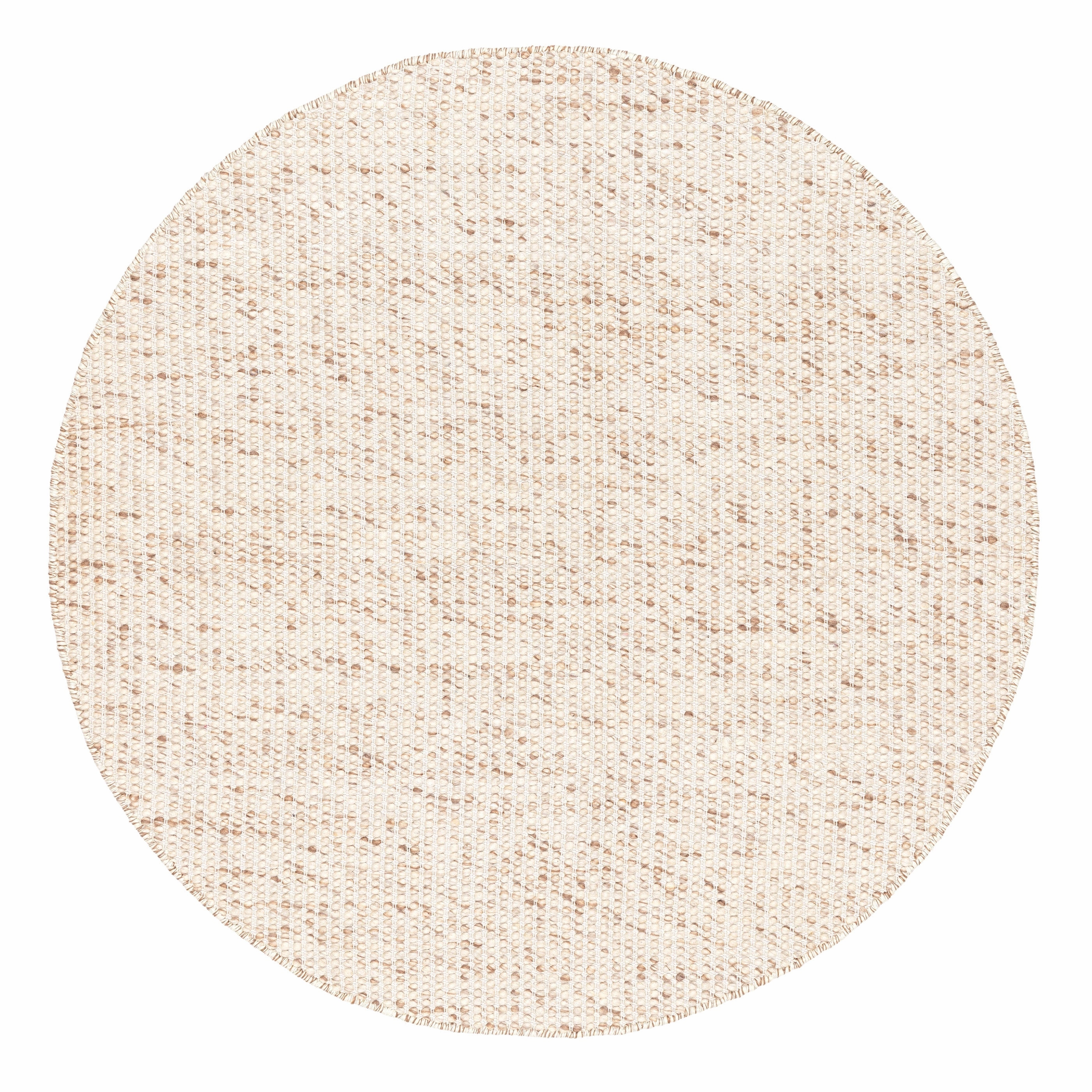 Indya Marbled Cream and Beige Chunky Wool Round Rugmodern color block patchwork rug