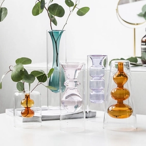 Inside Out Double Walled Glass Vasehome decoration ,modern home decor 
