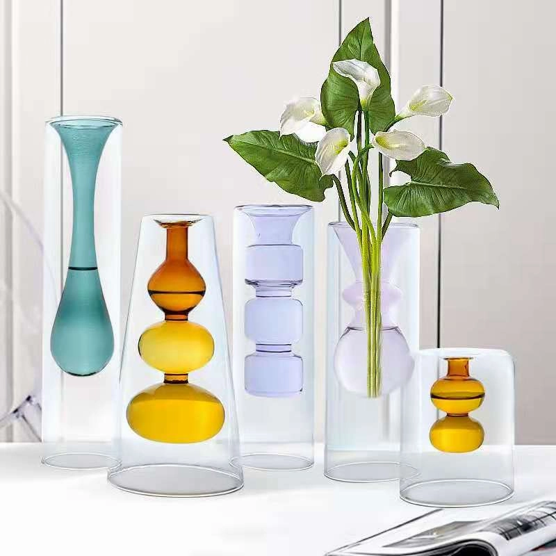Inside Out Double Walled Glass Vase