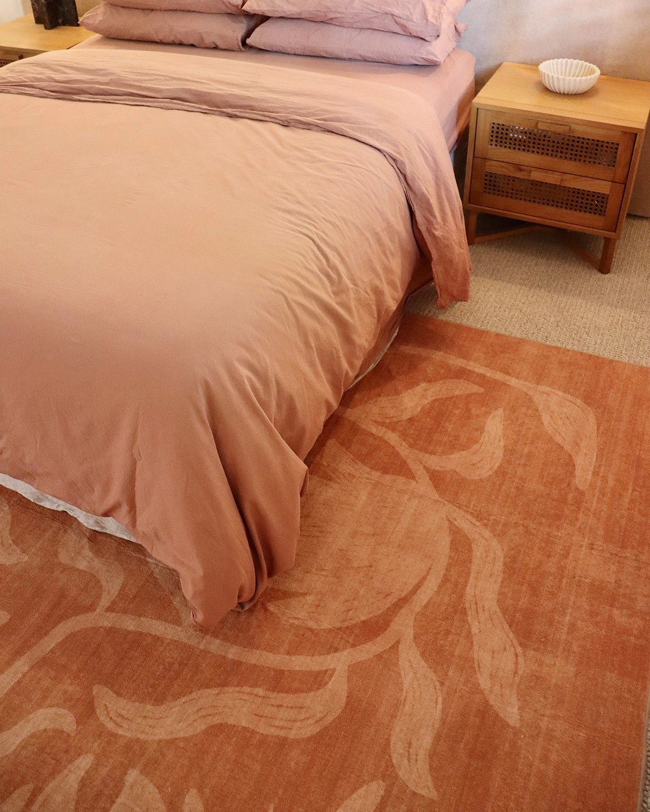 Iras Rust Botanical Washable Rug