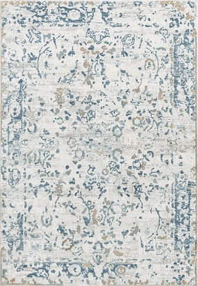 Iris Blue Grey and Beige Distressed Floral Rugmodern color block patchwork rug