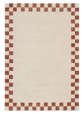 Isi Rust Brown Checkered Border Washable Rugmodern color block patchwork rug