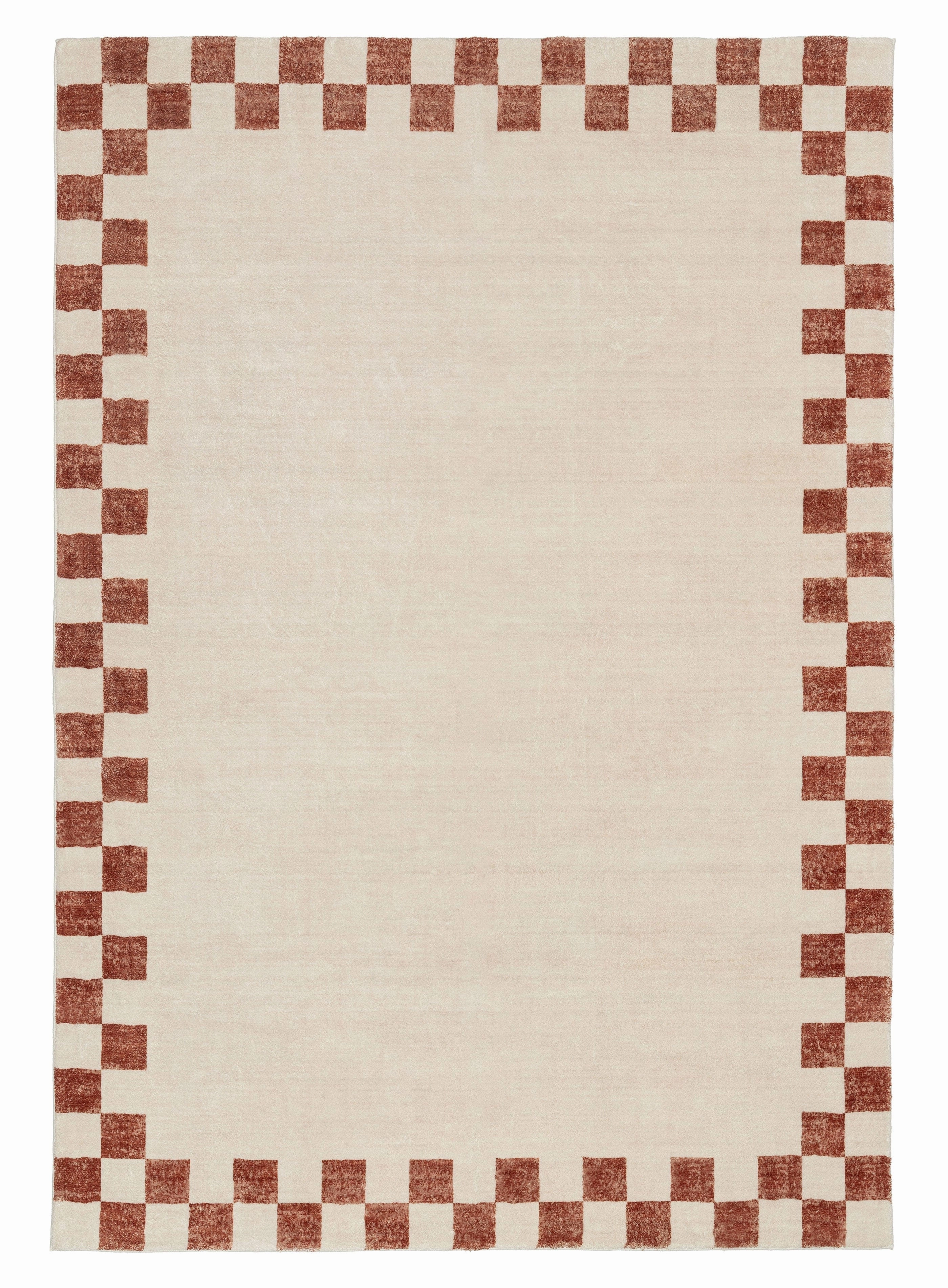 Isi Rust Brown Checkered Border Washable Rugmodern color block patchwork rug
