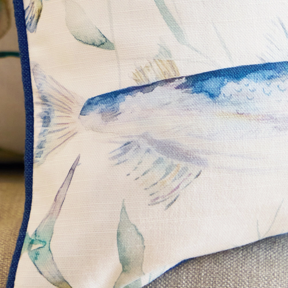 Ives Waters Printed Piped Cushion Cobalt