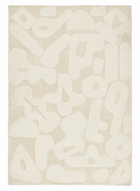 Izar Neutral Abstract Washable Rugmodern color block patchwork rug