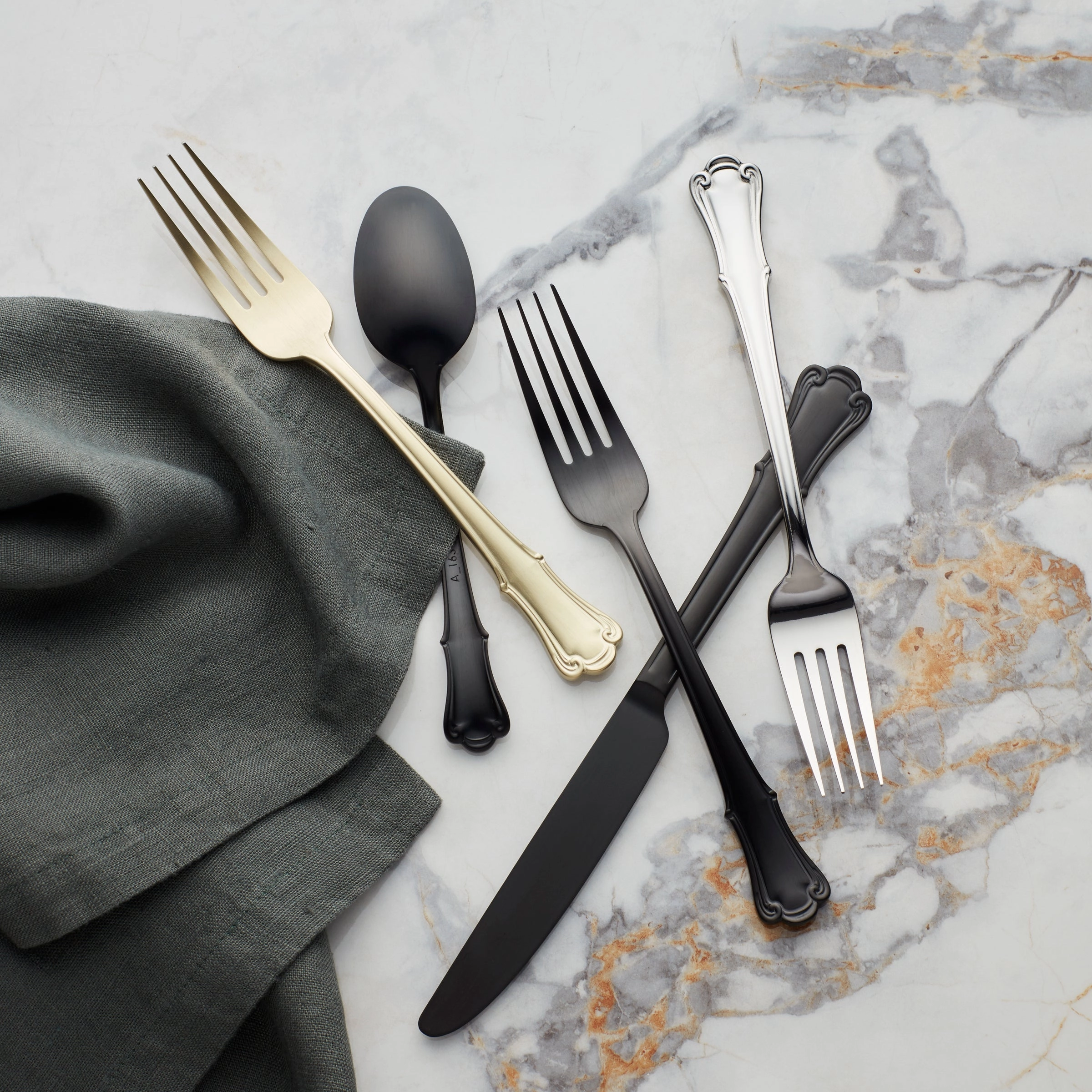 James Street Black Satin 20 Piece Flatware Set