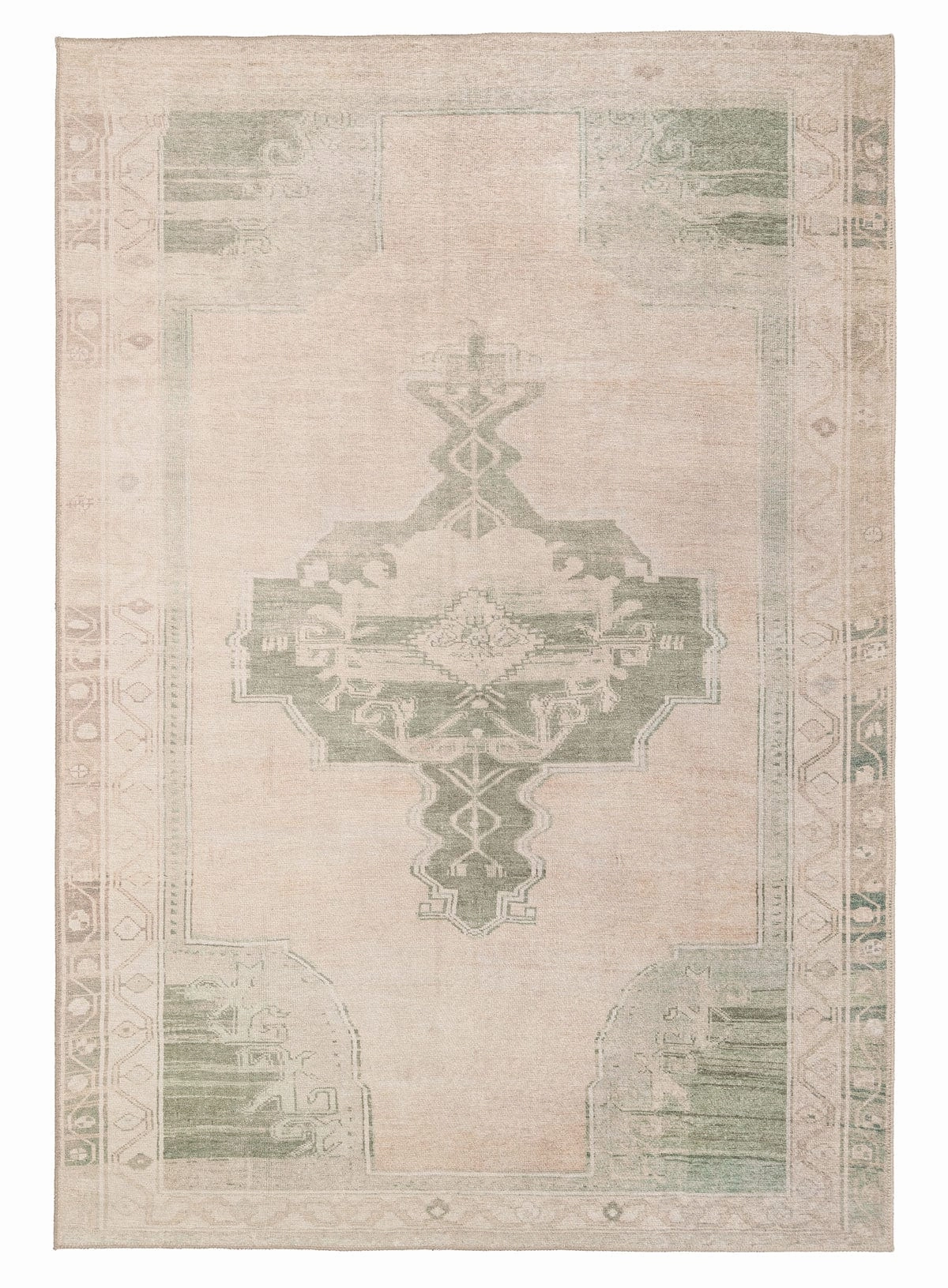 Janella Beige and Green Medallion Washable Rugmodern color block patchwork rug