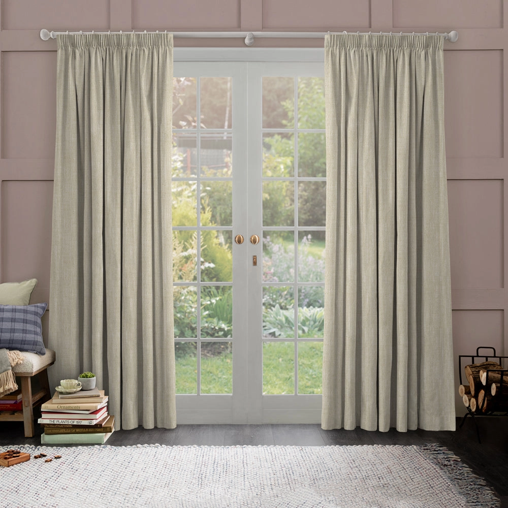 Jedburgh Textured Woven Made to Measure Curtains Cream