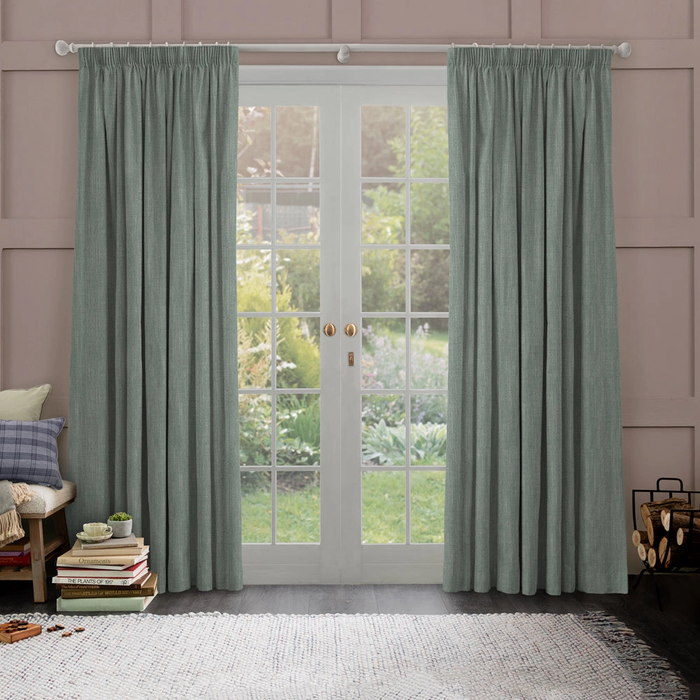 Jedburgh Textured Woven Made to Measure Curtains Teal