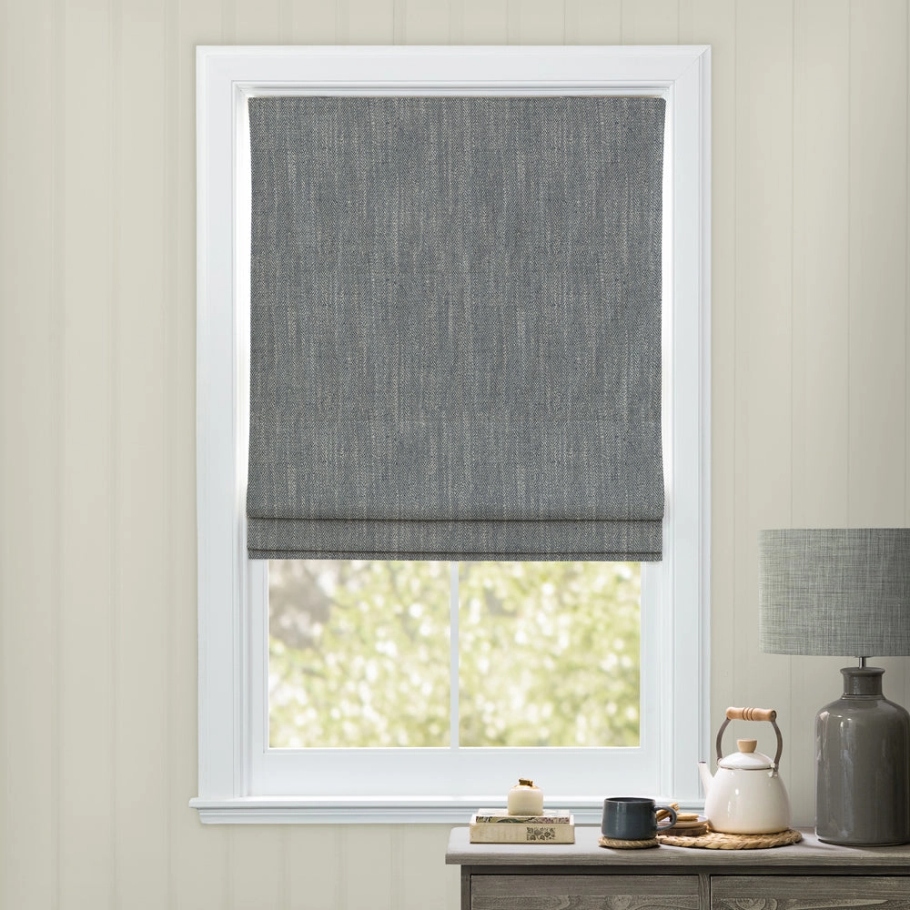 Jedburgh Textured Woven Made to Measure Roman Blinds Slate
