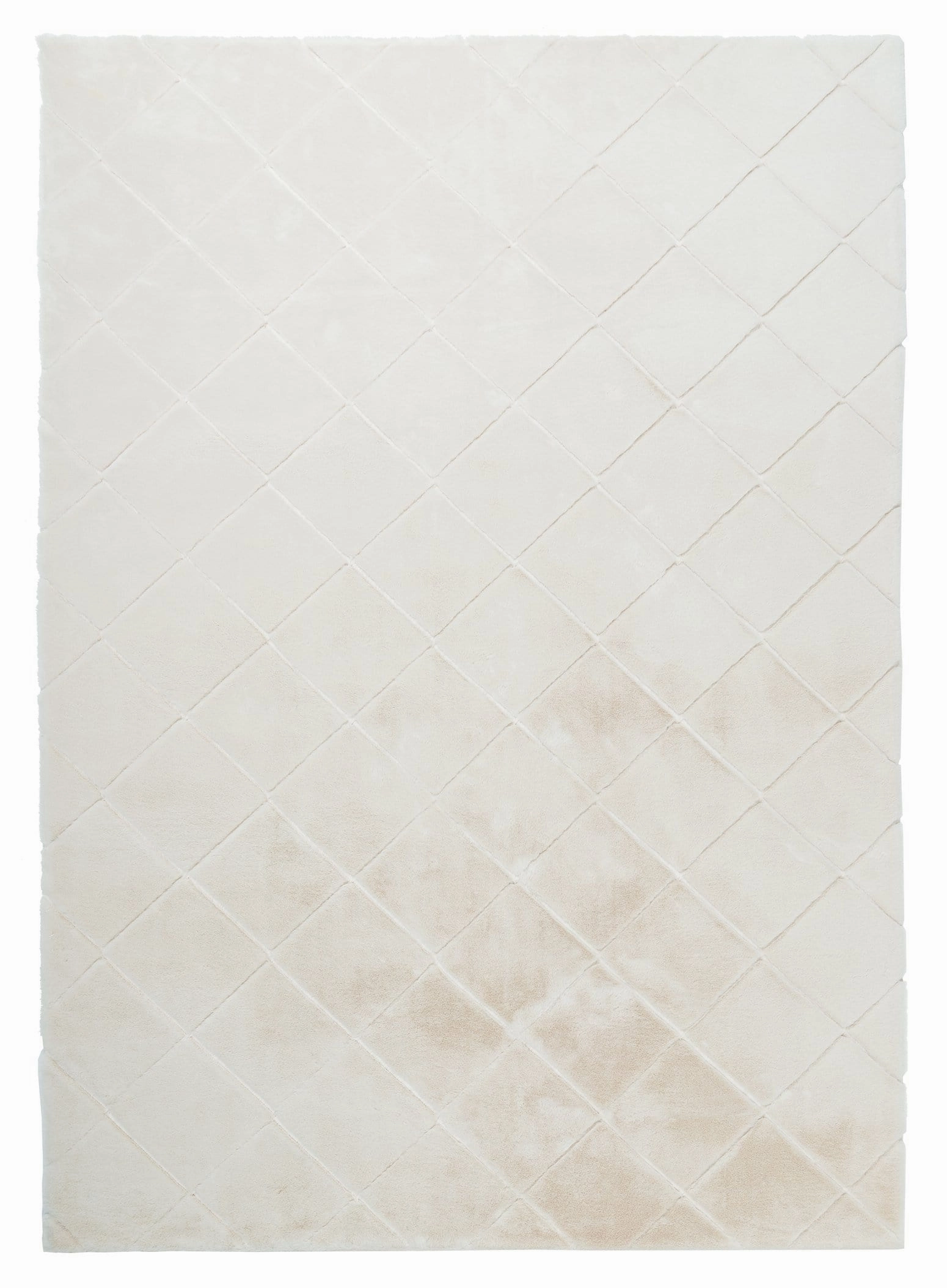 Jessa Ivory Cream Diamond Shag Rugmodern color block patchwork rug