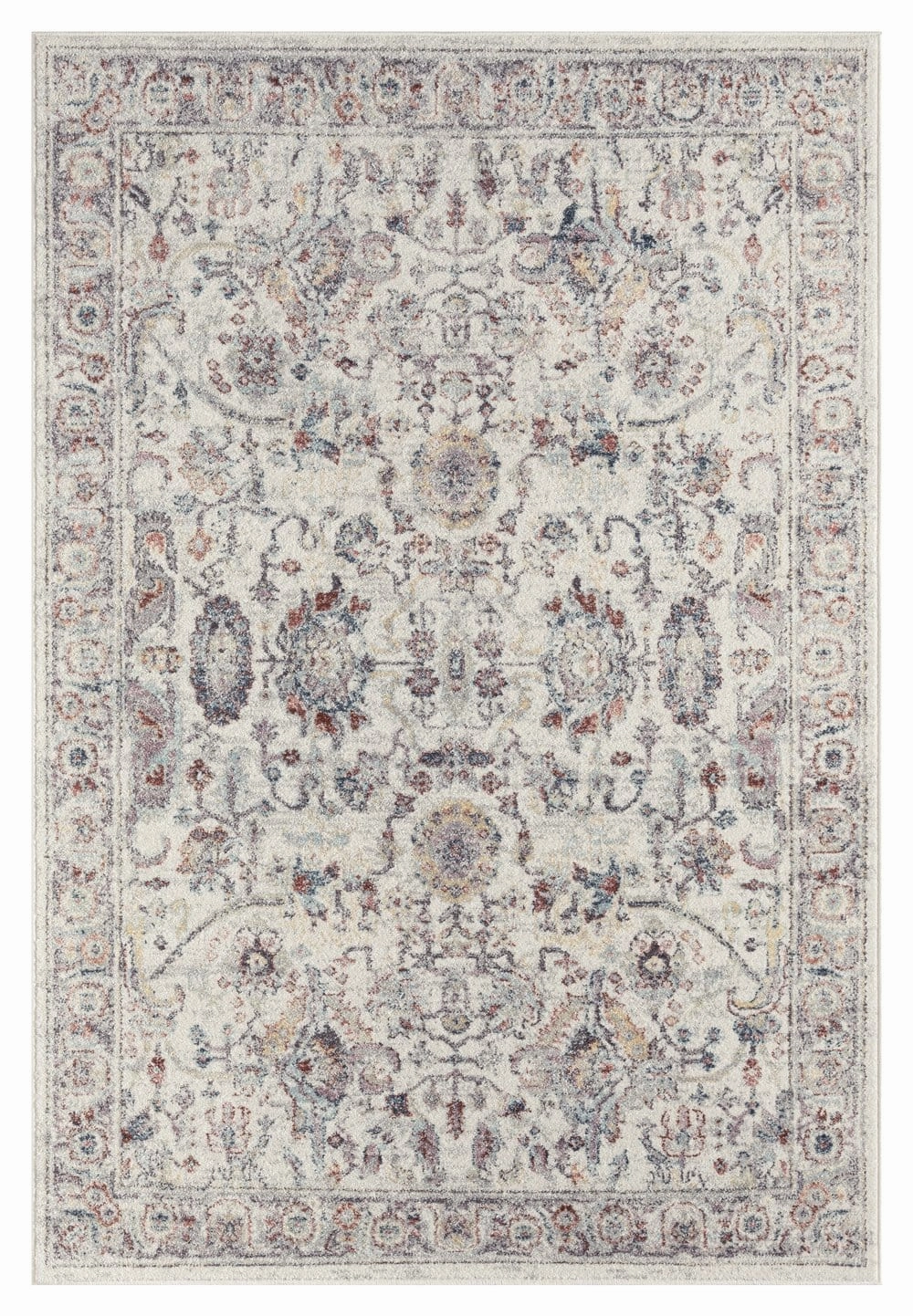 Jinnie Cream and Purple Multi-Colour Distressed Rugmodern color block patchwork rug