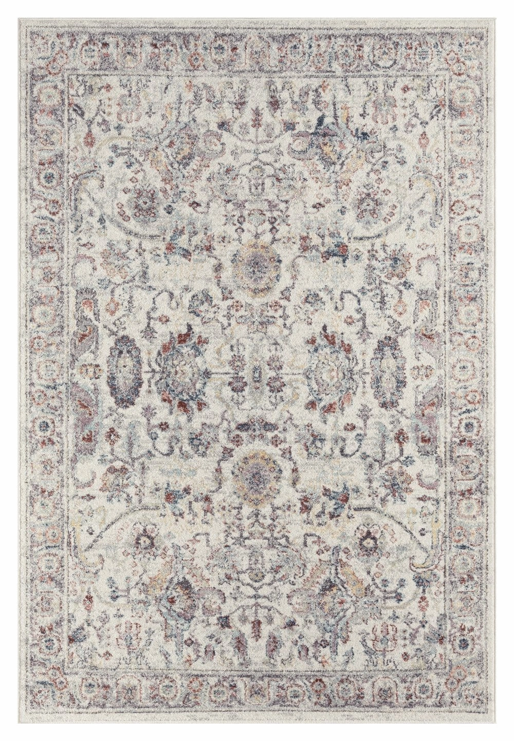 Jinnie Cream and Purple Multi-Colour Distressed Rugmodern color block patchwork rug