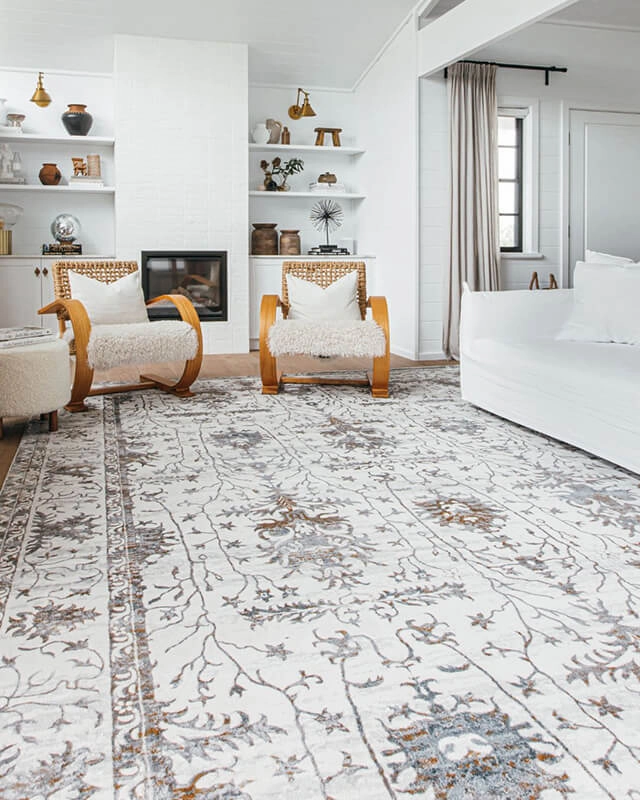 Jodhi Cream Blue And Tan Lustrous Traditional Rug *NO RETURNS UNLESS FAULTY