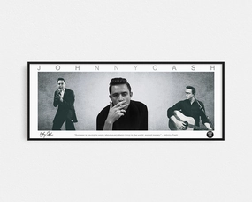 JOHNNY CASH PANORAMIC COLLAGE PRINT SIGNED FRAMED WINGShandmade souvenirs