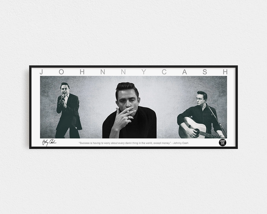 JOHNNY CASH PANORAMIC COLLAGE PRINT SIGNED FRAMED WINGShandmade souvenirs