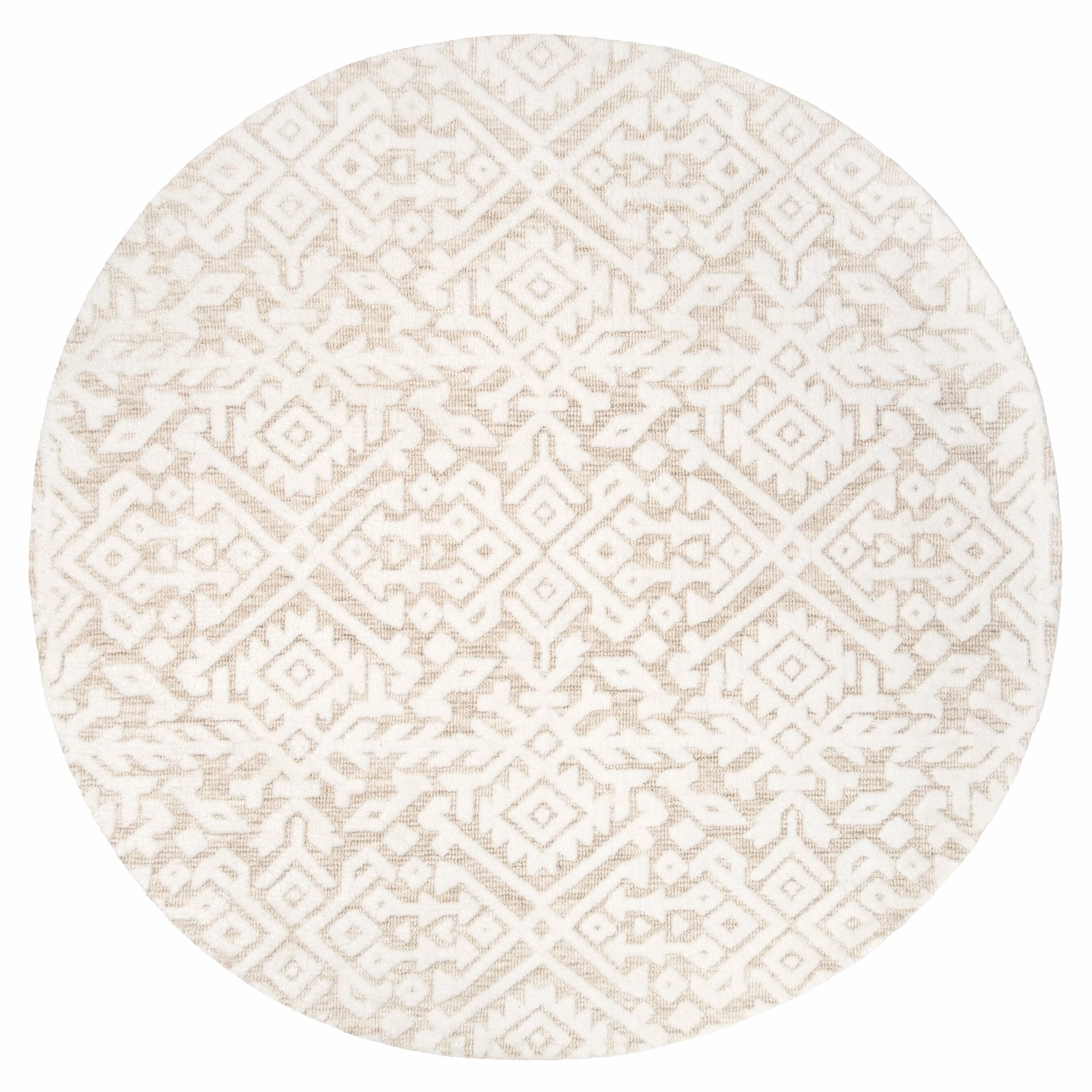 Josephine Ivory and Cream Tribal Transitional Round Rug *NO RETURNS UNLESS FAULTYmodern color block patchwork rug