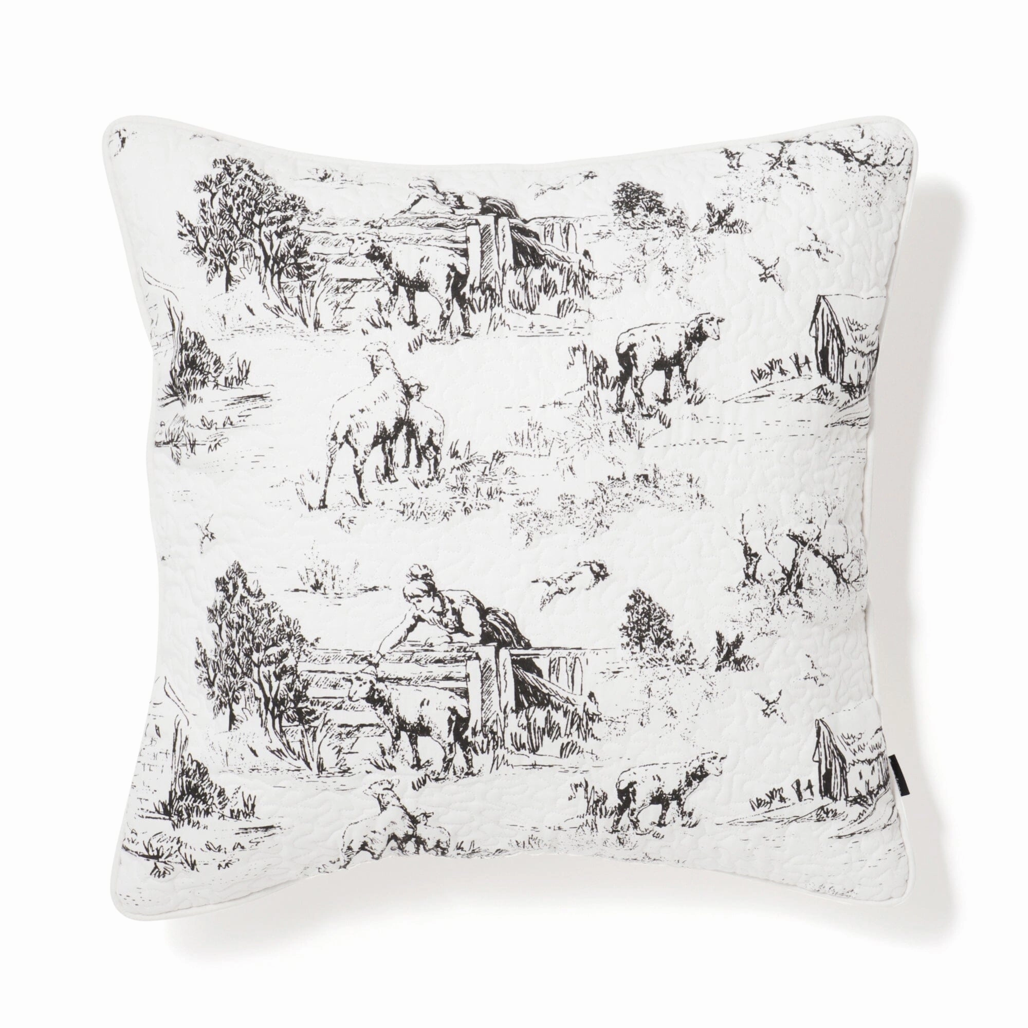 Jouy Cushion Cover 450 X 450 White X Blackbedding sets ,throw blankets 