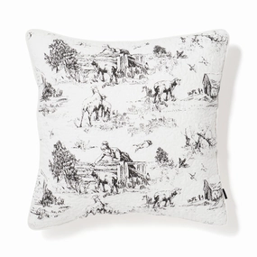 Jouy Cushion Cover 450 X 450 White X Blackbedding sets ,throw blankets 