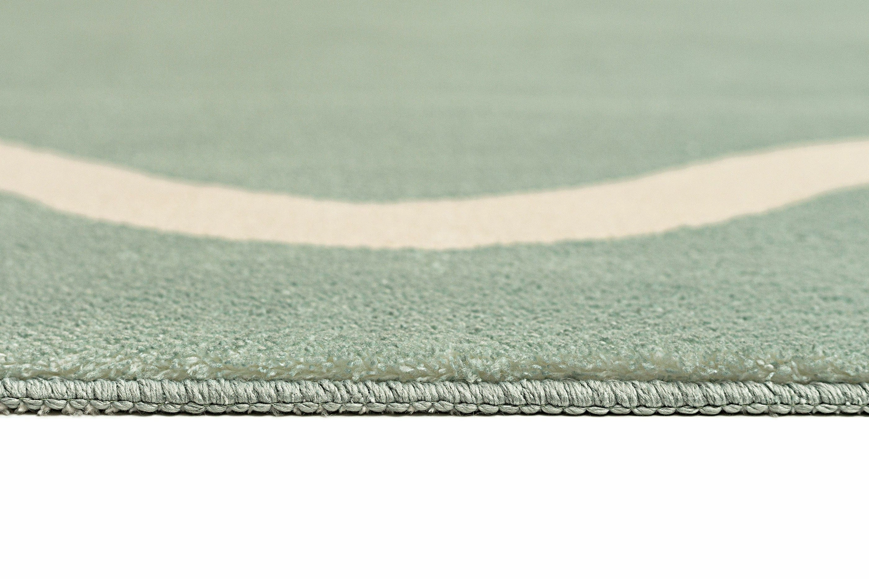 Kairo Green and Cream Wiggle Bordered Washable Rug