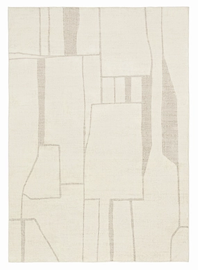 Kaliko Beige Abstract Pattern Washable Rugmodern color block patchwork rug