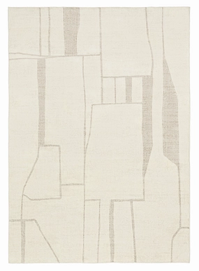 Kaliko Beige Abstract Pattern Washable Rugmodern color block patchwork rug