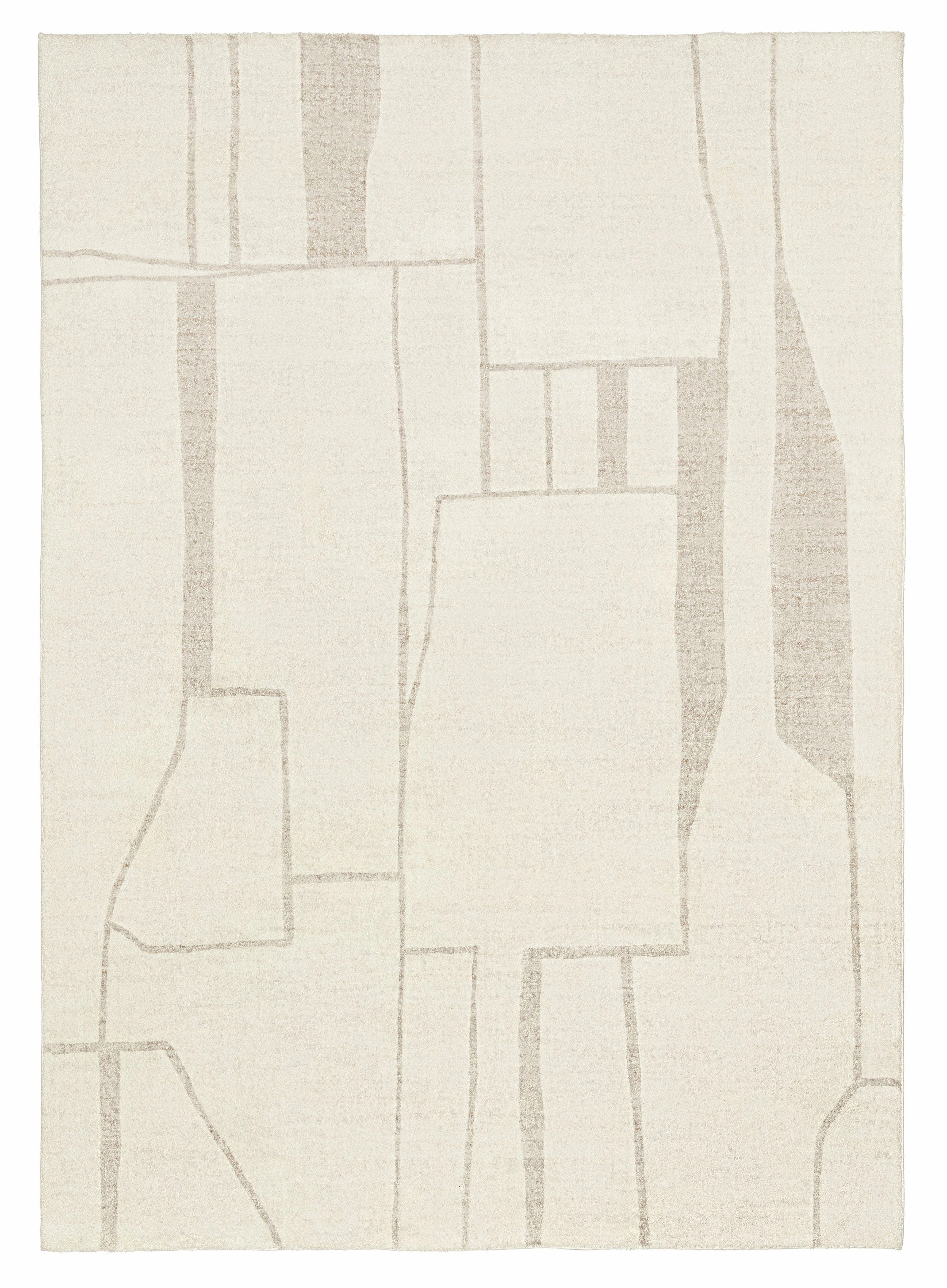 Kaliko Beige Abstract Pattern Washable Rugmodern color block patchwork rug