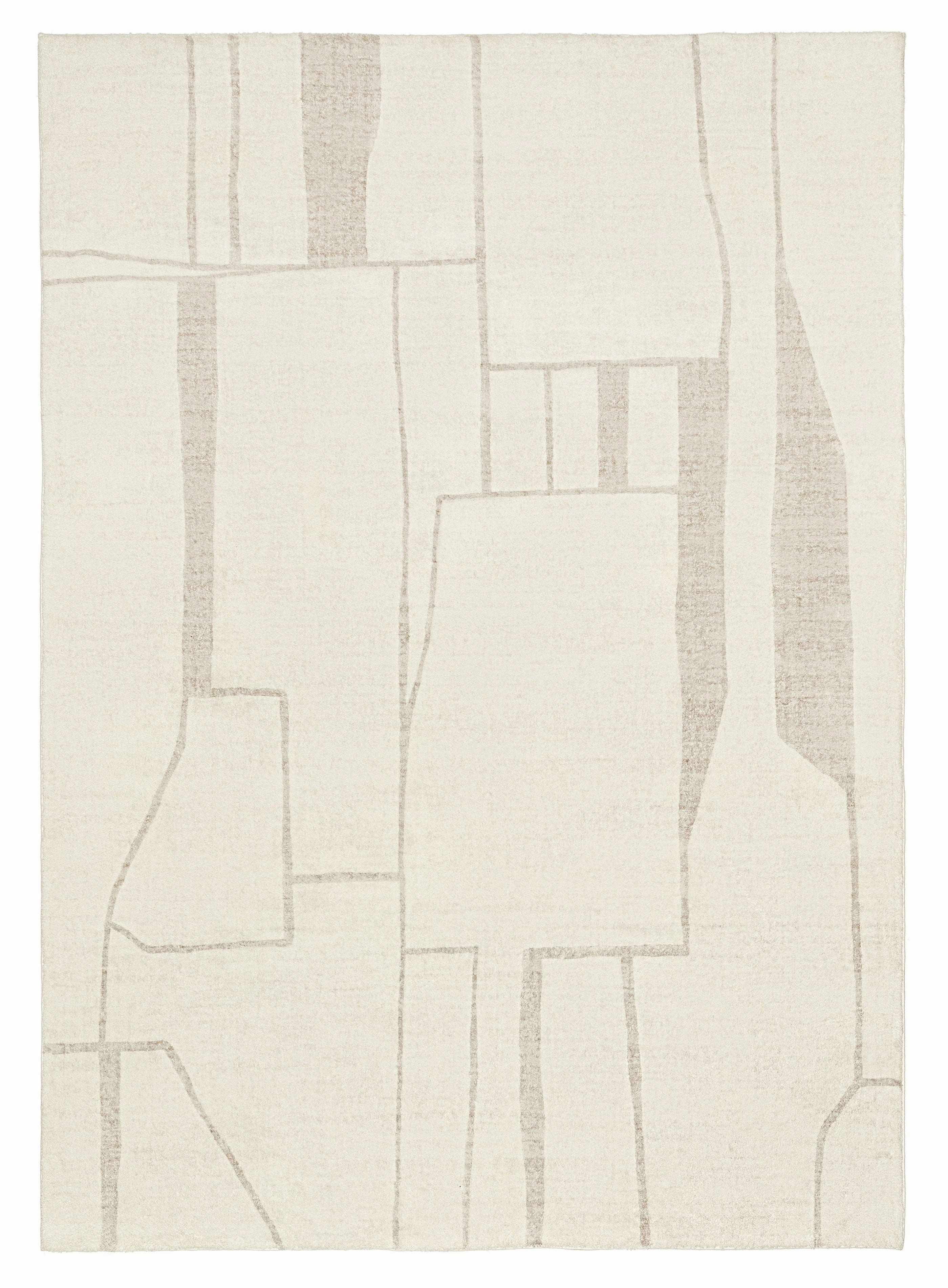 Kaliko Beige Abstract Pattern Washable Rugmodern color block patchwork rug