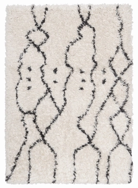 Kandake Cream & Black Tribal Shag Rug *NO RETURNS UNLESS FAULTYmodern color block patchwork rug