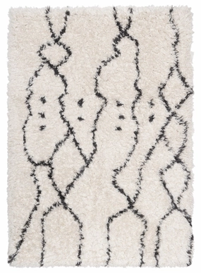 Kandake Cream & Black Tribal Shag Rug *NO RETURNS UNLESS FAULTYmodern color block patchwork rug