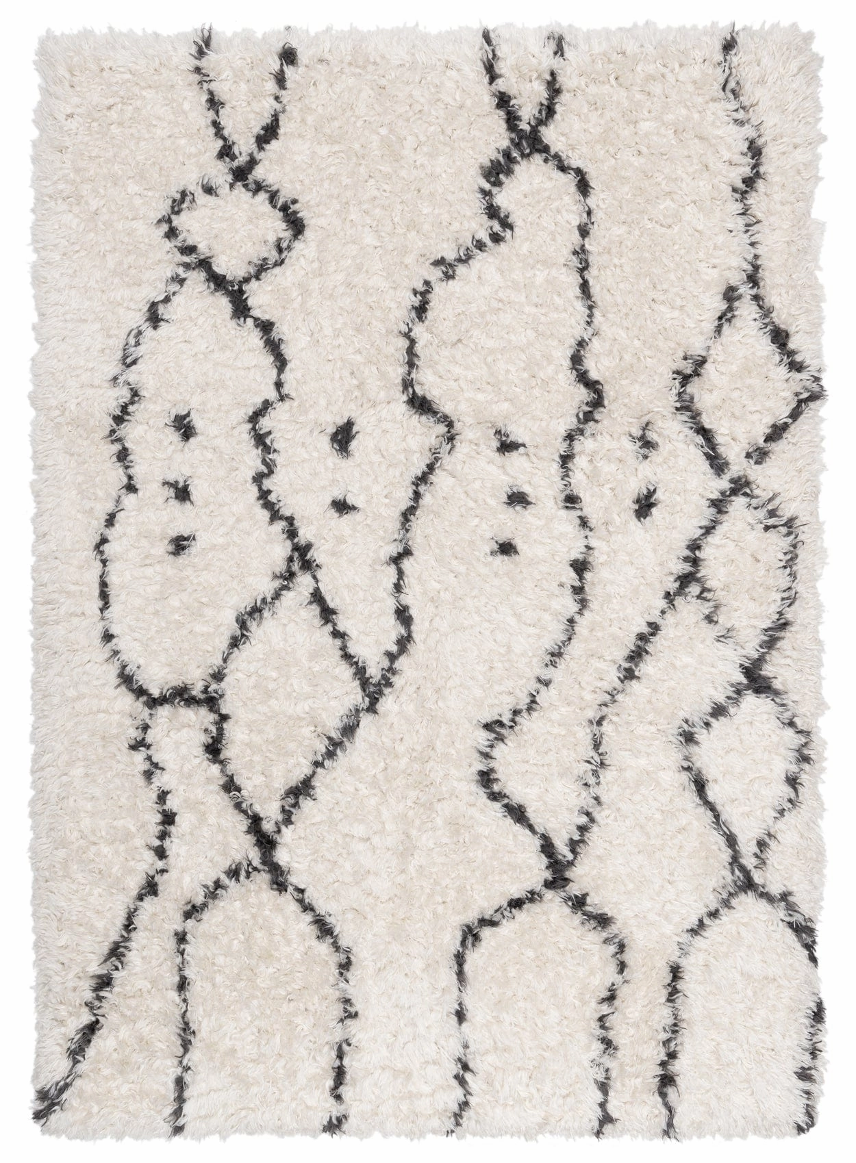 Kandake Cream & Black Tribal Shag Rug *NO RETURNS UNLESS FAULTYmodern color block patchwork rug