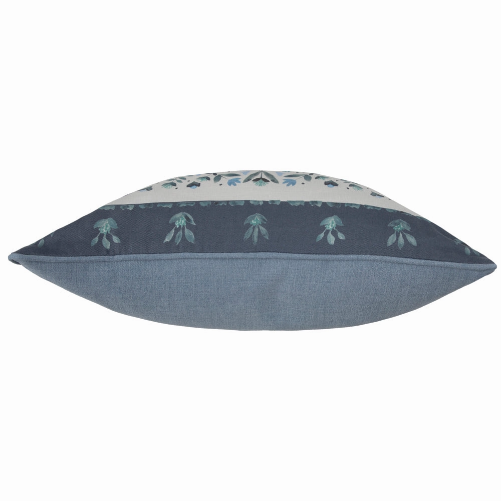 Kari Printed Piped Cushion Denim