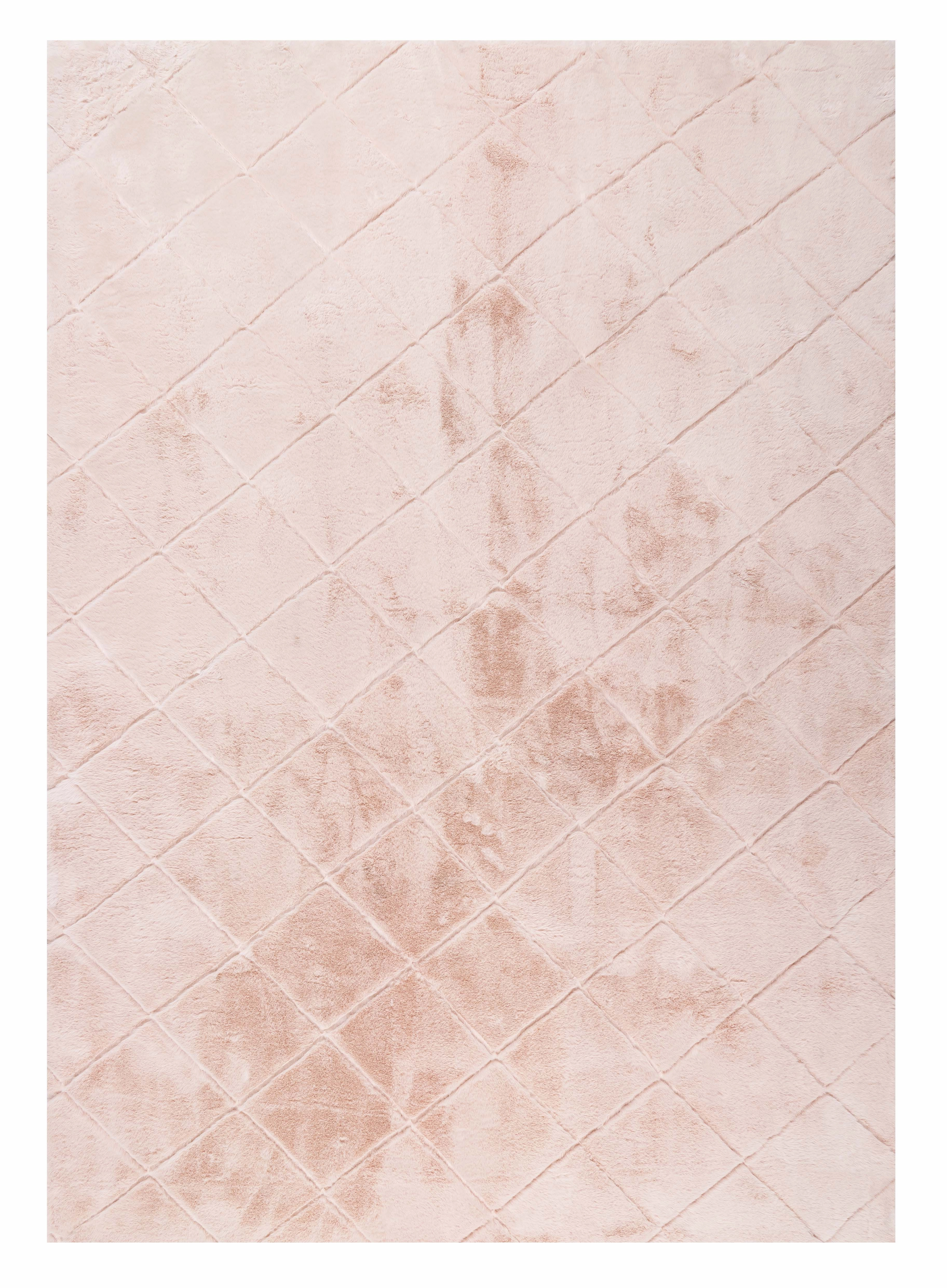 Karlie Blush Pink Diamond Shag Rugmodern color block patchwork rug