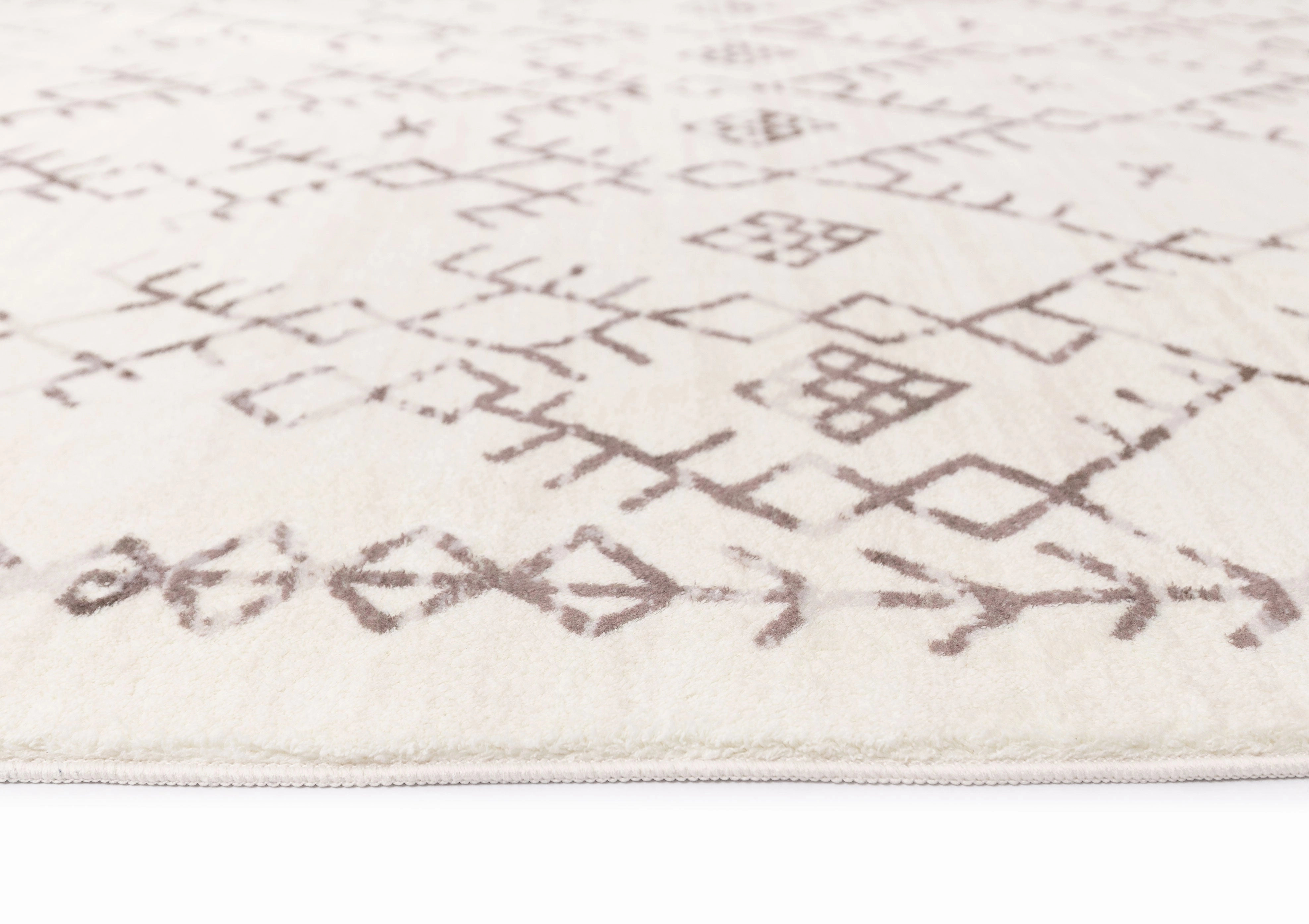 Karmina Brown and Cream Abstract Tribal Washable Rug