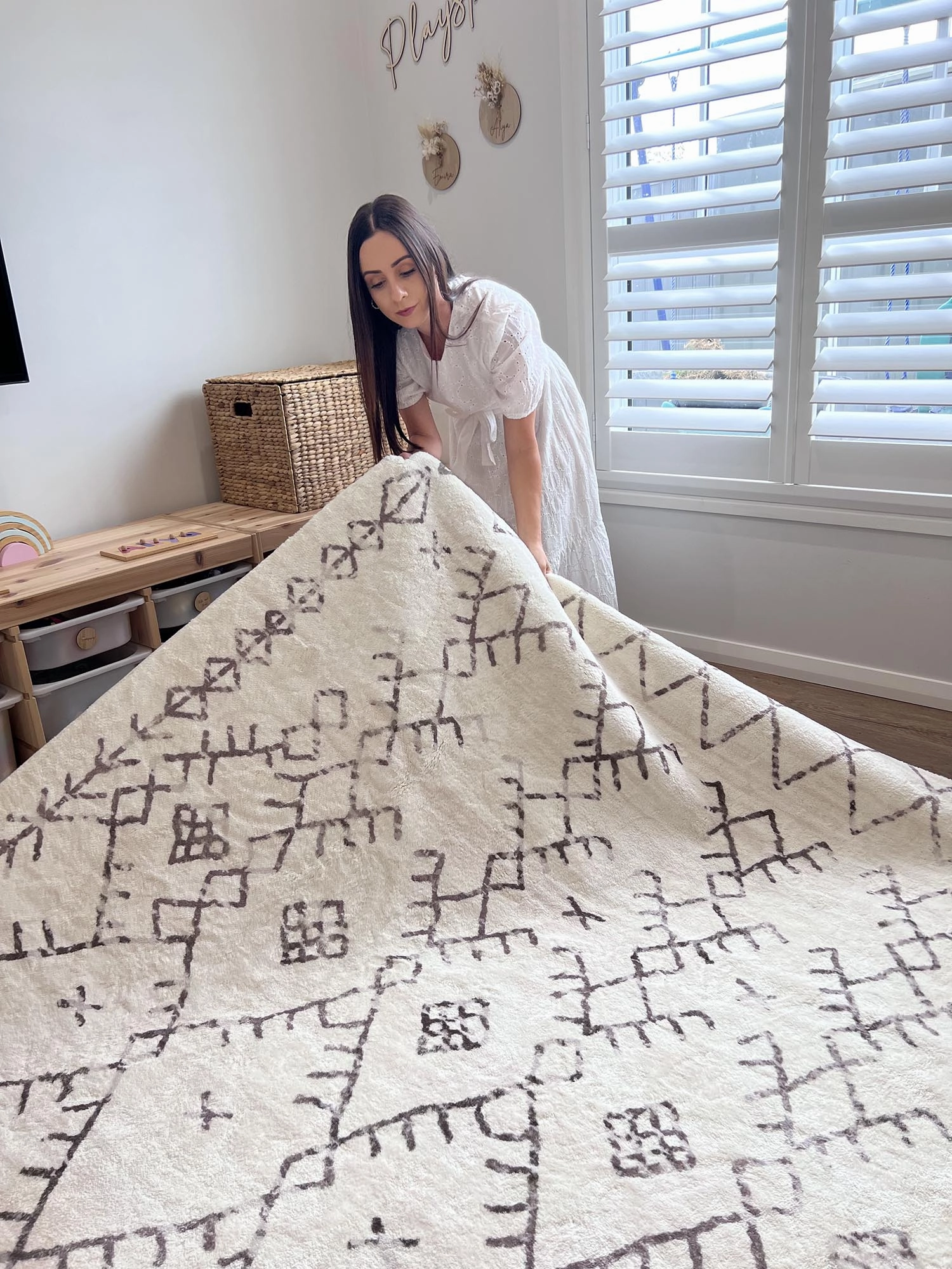 Karmina Brown and Cream Abstract Tribal Washable Rug