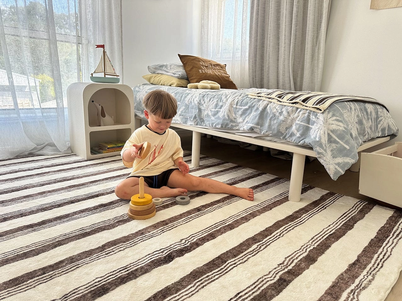 Kasia Brown Striped Washable Rug *NO RETURNS UNLESS FAULTY
