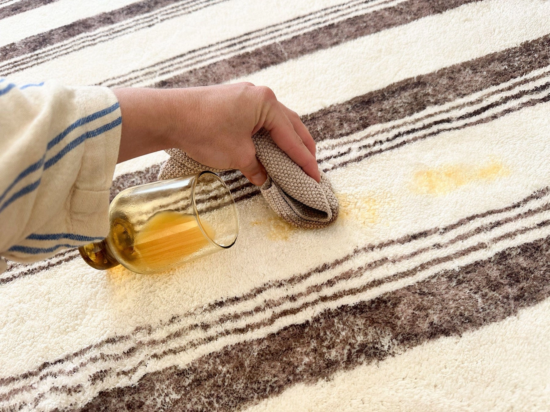 Kasia Brown Striped Washable Rug *NO RETURNS UNLESS FAULTY