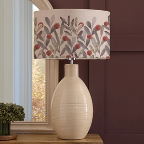 Katsura Eva & Epona Complete Table Lamp Cream/Mulberryreplacement lampshade,White Linen Drum Lampshade for Table or Floor Lamp