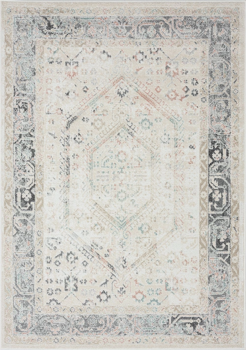 Katya Cream And Grey Multi-Colour Traditional Floral Rugmodern color block patchwork rug