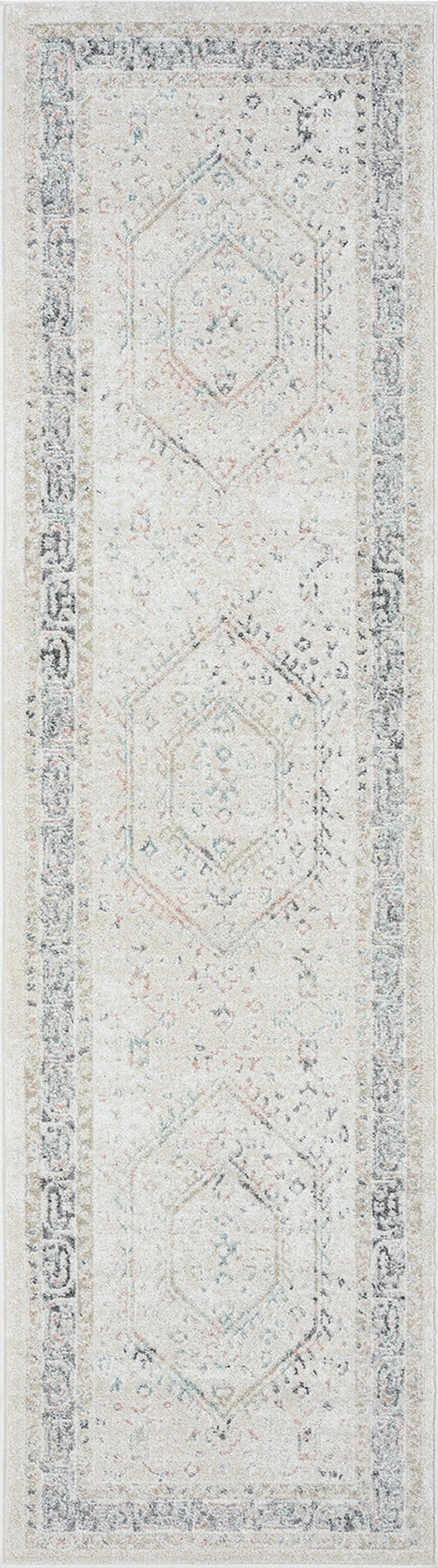 Katya Cream And Grey Multi-Colour Traditional Floral Runner Rugmodern color block patchwork rug