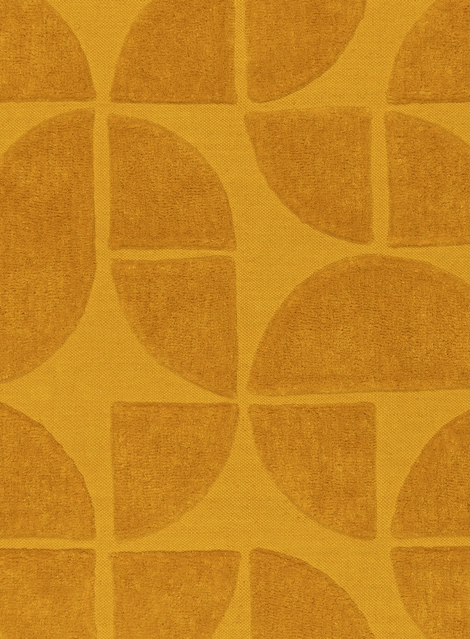 Kay Mustard Geometric Washable Wool Rug