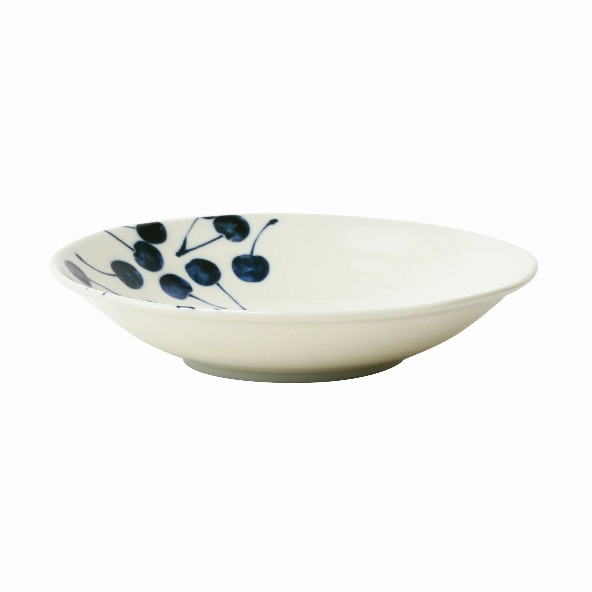 Keiryo Minoyaki Cherry Large Deep Plate Lhand-painted ceramic bowl