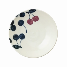 Keiryo Minoyaki Cherry Medium Plate Shand-painted ceramic bowl