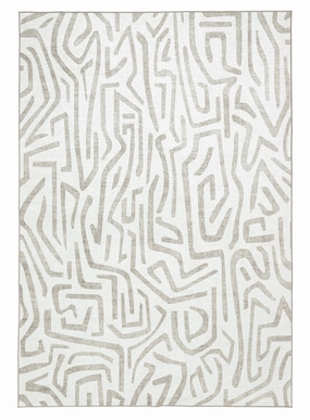 Kensa Grey Cream Indoor Outdoor Washable Rugmodern color block patchwork rug