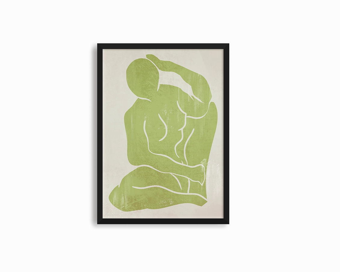 Khaki Green Figure Print 3modern abstract painting decor