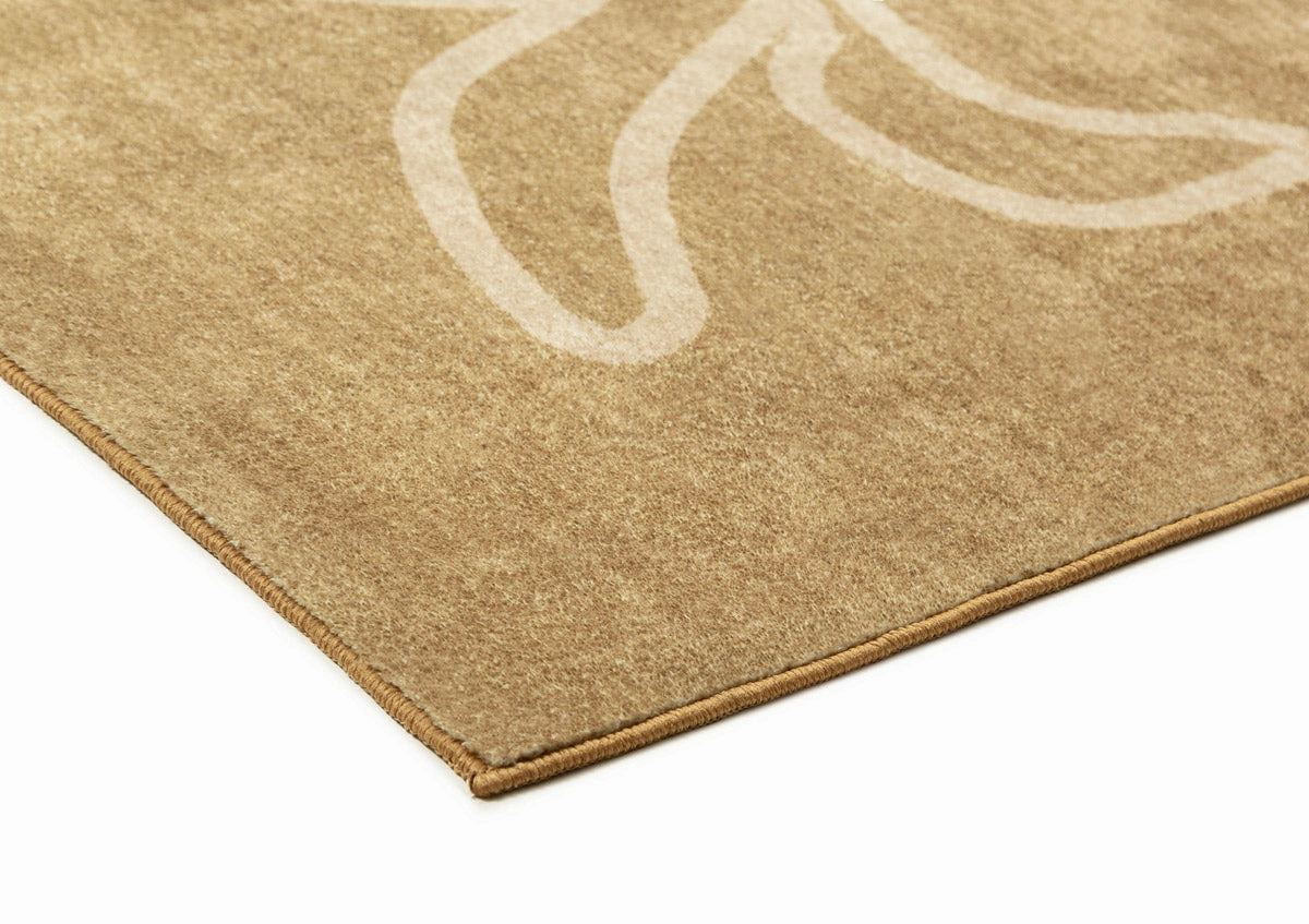 Khayana Brown Hand Drawn Washable Rug