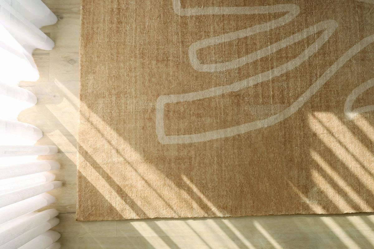 Khayana Brown Hand Drawn Washable Rug