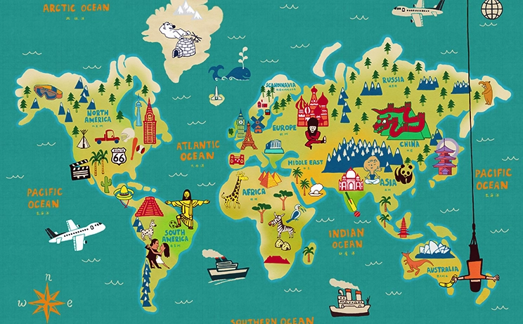 Kids World Map Wall Mural